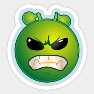 Angry Alien Monster ET Extraterrestrial Martian Green Man Emoji for Women, Men and Kids 8 Sticker